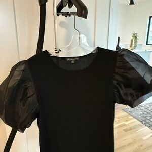 Black Sheer Sleeve Top